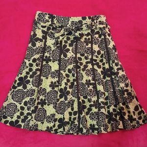 Apt9 Womens Green Cotton High Waist Skirt Floral Print about Knee sz 10